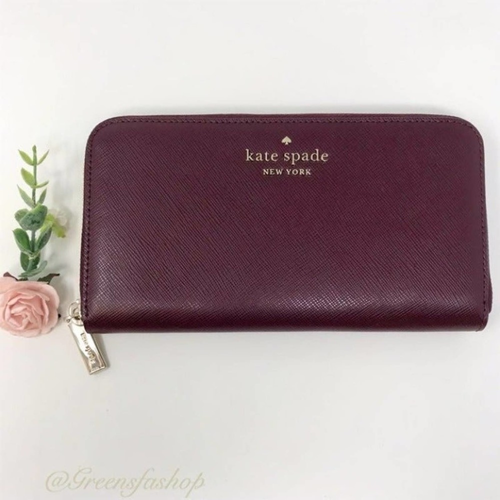New Kate Spade Staci LG Continental Wallet cherrywood